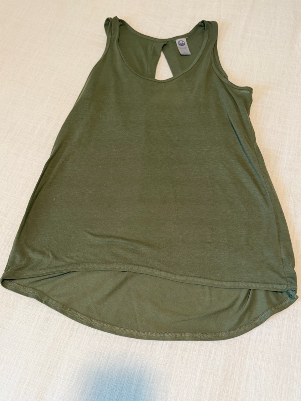 Olive Green Open Keyhole Back Tank Top